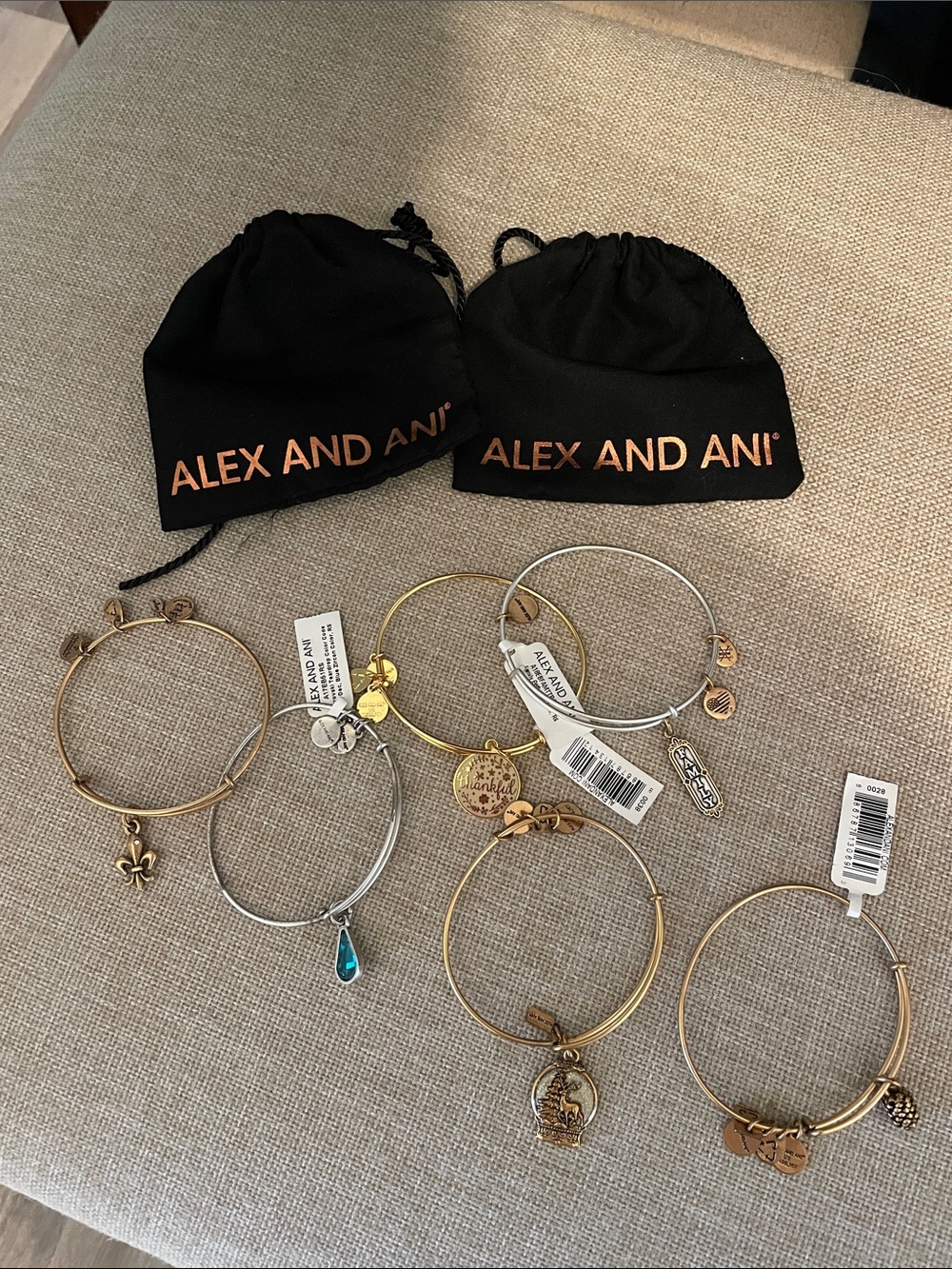 Alex and Ani Gold & Silver Charm Bangle Bracelet Set